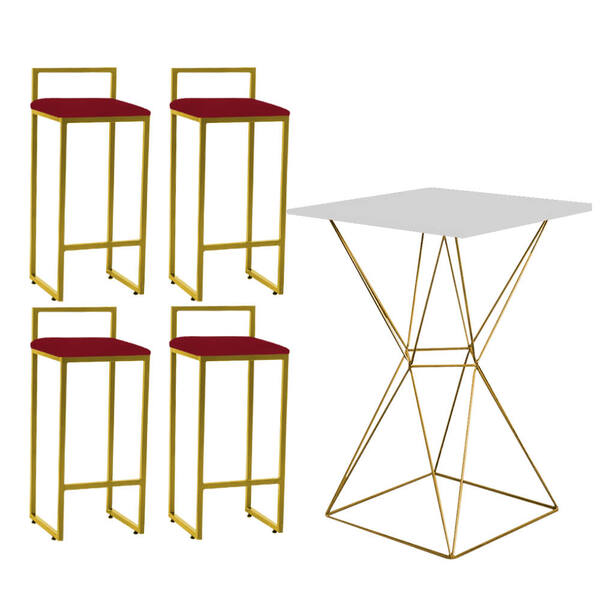 Mesa Bistrô Lucca E 04 Banquetas Alta Lina Bar Balcão Ferro D