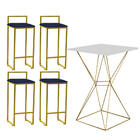 Mesa Bistrô Lucca E 04 Banquetas Alta Lina Bar Balcão Ferro D