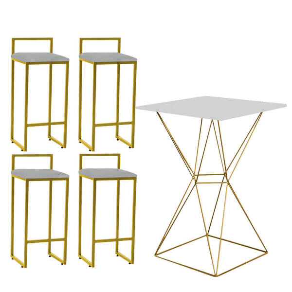 Mesa Bistrô Lucca E 04 Banquetas Alta Lina Bar Balcão Ferro D