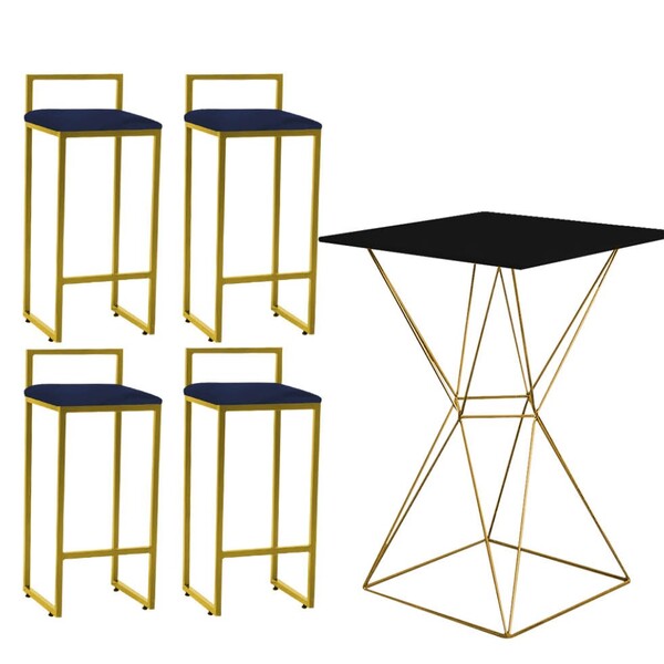 Mesa Bistrô Lucca E 04 Banquetas Alta Lina Bar Balcão Ferro D