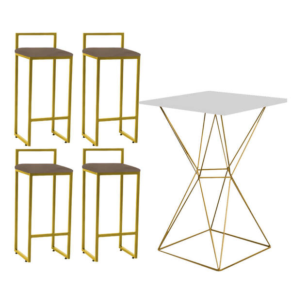 Mesa Bistrô Lucca E 04 Banquetas Alta Lina Bar Balcão Ferro D