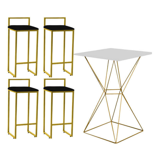 Mesa Bistrô Lucca E 04 Banquetas Alta Lina Bar Balcão Ferro D