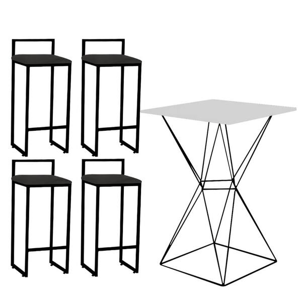 Mesa Bistrô Lucca E 04 Banquetas Alta Lina Bar Balcão Ferro P