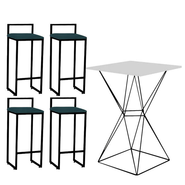 Mesa Bistrô Lucca E 04 Banquetas Alta Lina Bar Balcão Ferro P