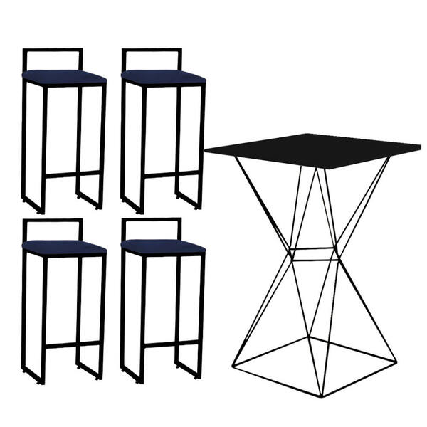 Mesa Bistrô Lucca E 04 Banquetas Alta Lina Bar Balcão Ferro P