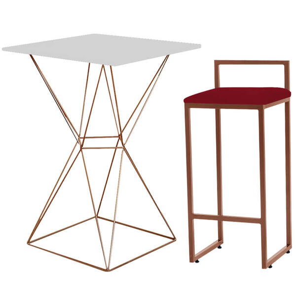 Mesa Bistrô Lucca E Banqueta Alta Lina Bar Balcão Ferro Bronz