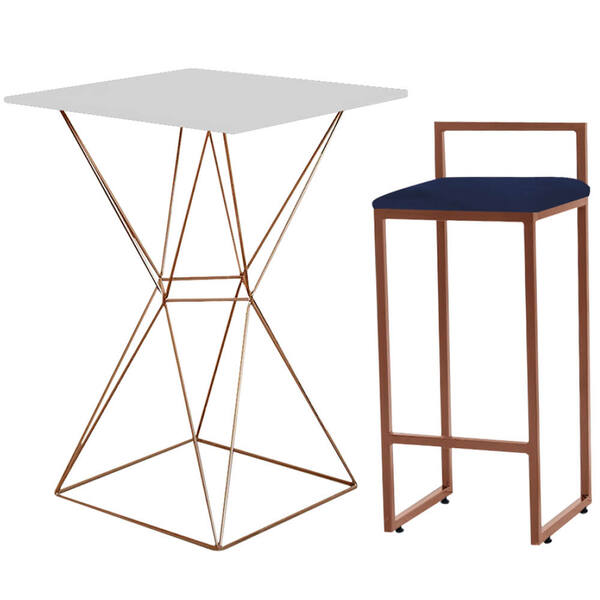 Mesa Bistrô Lucca E Banqueta Alta Lina Bar Balcão Ferro Bronz