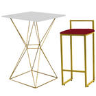 Mesa Bistrô Lucca E Banqueta Alta Lina Bar Balcão Ferro Doura