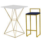 Mesa Bistrô Lucca E Banqueta Alta Lina Bar Balcão Ferro Doura