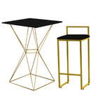 Mesa Bistrô Lucca E Banqueta Alta Lina Bar Balcão Ferro Doura