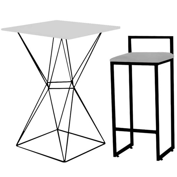 Mesa Bistrô Lucca E Banqueta Alta Lina Bar Balcão Ferro Preto