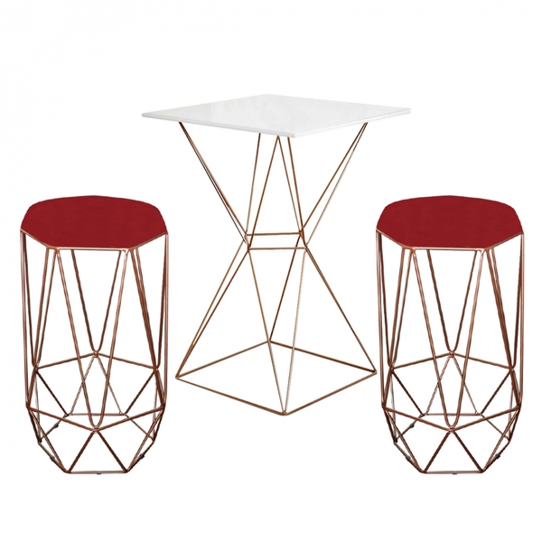 Mesa Bistrô Lucca Industrial E 02 Banquetas Alta Liz Base Fer