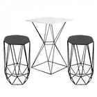 Mesa Bistrô Lucca Industrial E 02 Banquetas Alta Liz Base Fer