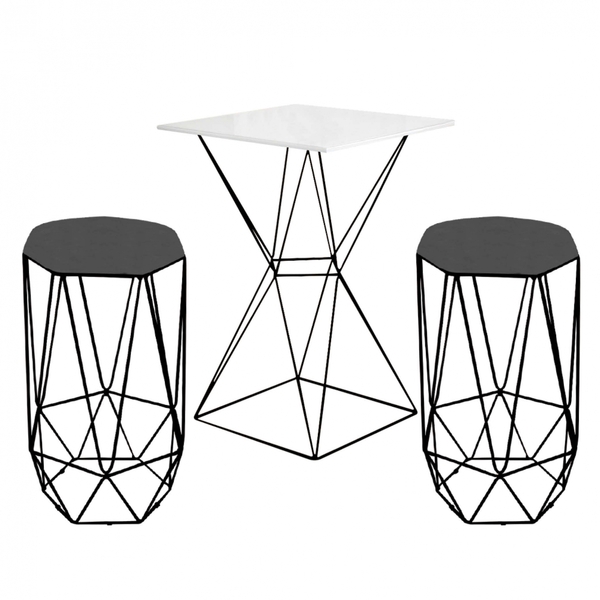 Mesa Bistrô Lucca Industrial E 02 Banquetas Alta Liz Base Fer