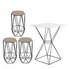 Mesa Bistrô Lucca Industrial E 03 Banquetas Alta Liz Base Fer