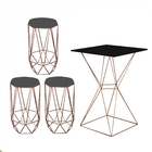 Mesa Bistrô Lucca Industrial E 03 Banquetas Alta Liz Base Fer