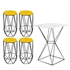 Mesa Bistrô Lucca Industrial E 04 Banquetas Alta Liz Base Fer