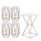 Mesa Bistrô Lucca Industrial E 04 Banquetas Alta Liz Base Fer