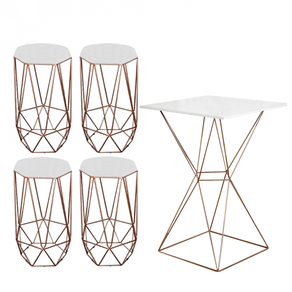 Mesa Bistrô Lucca Industrial E 04 Banquetas Alta Liz Base Fer