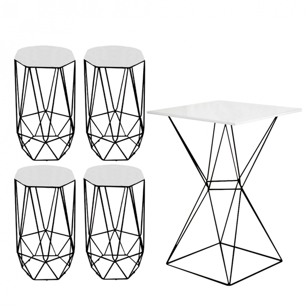 Mesa Bistrô Lucca Industrial E 04 Banquetas Alta Liz Base Fer