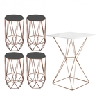 Mesa Bistrô Lucca Industrial E 04 Banquetas Alta Liz Base Fer