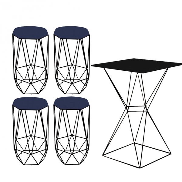 Mesa Bistrô Lucca Industrial E 04 Banquetas Alta Liz Base Fer