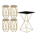 Mesa Bistrô Lucca Industrial E 04 Banquetas Alta Liz Base Fer