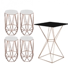 Mesa Bistrô Lucca Industrial E 04 Banquetas Alta Liz Base Fer