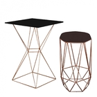 Mesa Bistrô Lucca Industrial E Banqueta Alta Liz Base Ferro B