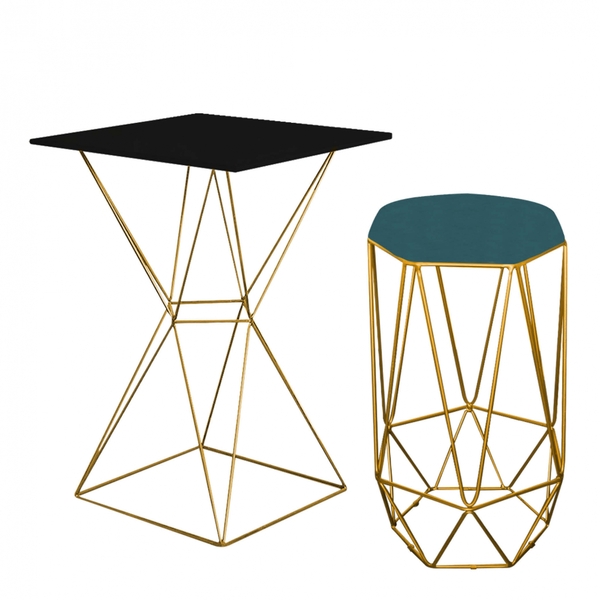 Mesa Bistrô Lucca Industrial E Banqueta Alta Liz Base Ferro D