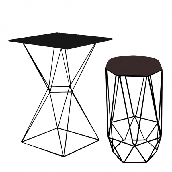 Mesa Bistrô Lucca Industrial E Banqueta Alta Liz Base Ferro P