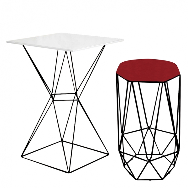 Mesa Bistrô Lucca Industrial E Banqueta Alta Liz Base Ferro P