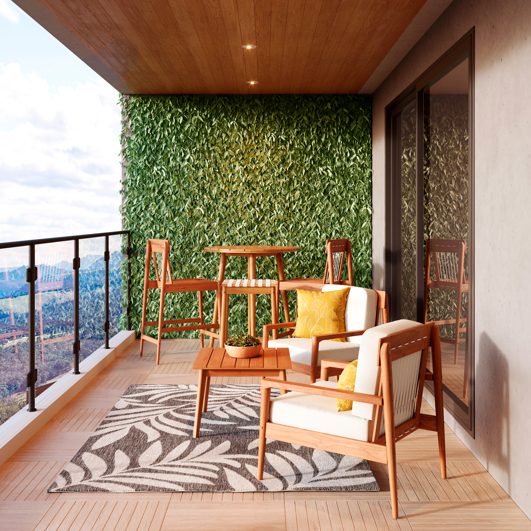 Mesa de Jardim Redonda Bistrô em Madeira 100x80x80 Yumi Marrom Naterial