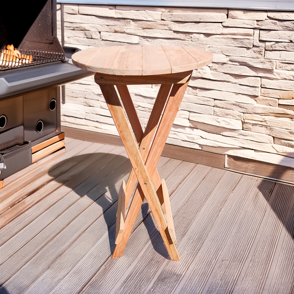 Mesa Bistrô Para Churrasqueira Dobrável De Madeira Maciça  Na