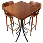 Mesa Bistrô Quadrada Com 2 Banquetas De Madeira Maciça Bar Pu