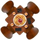 Mesa Bistrô Quadrada Com 5 Banquetas De Madeira Maciça Bar Pu