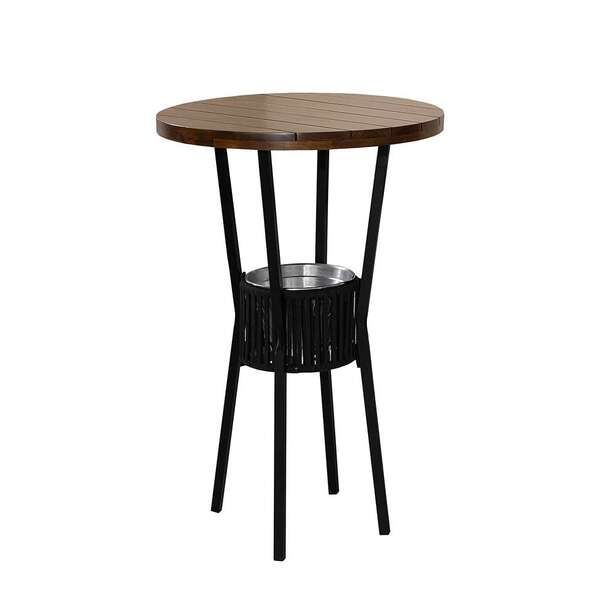 Mesa Bistrô Redonda Bar Marrom E Preta