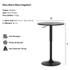 Mesa Bistrô Regulável Giratória 60cm Preta