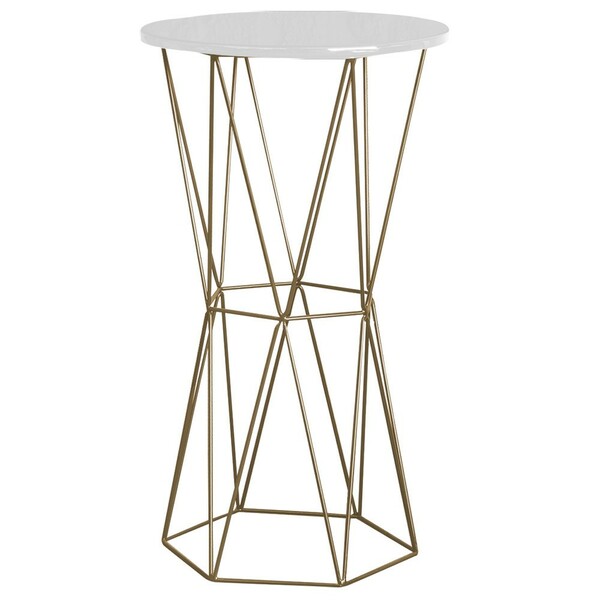 Mesa Bistrô Rizzo Tampo Branco Base Gold G41 - Gran Belo