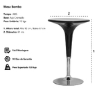 Mesa Bombo Base Cromada Branca