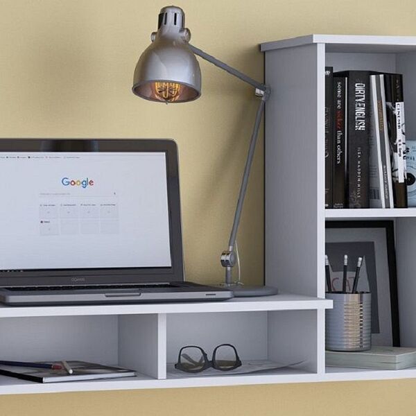 Mesa Branca Suspensa P/ Notebook  Estudos Quarto