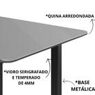 Mesa Brilhante Candian Canto Copo Tampo Vidro 160cm Jcm Movel