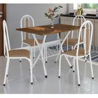 Mesa Bruna T01 Com 4 Cadeiras 058  Rattan Branco Liso 91 Cm