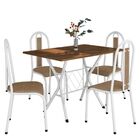 Mesa Bruna T01 Com 4 Cadeiras 058  Rattan Branco Liso 91 Cm