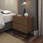 Mesa Cabeceira 2 Gavetas Cor Madeirado Para Cama Casal Com Pé