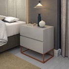 Mesa Cabeceira 2 Gavetas Cor Off White Para Cama Casal Com Pé