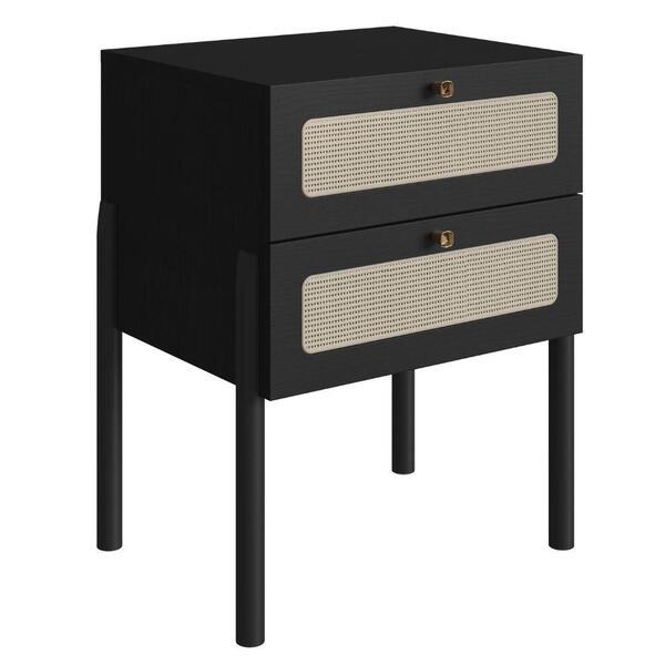 Mesa Cabeceira 2 Gavetas Oslo Artesano 48 Cm (larg) Mdp Nero