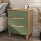 Mesa Cabeceira 3 Gavetas Logan  Ébano