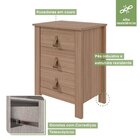 Mesa Cabeceira 3 Gavetas Puxadores Em Couro Maia Móveis Lopas