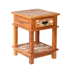 Mesa Cabeceira 40 Cm 1 Gaveta Madeira De Demolição Pátina